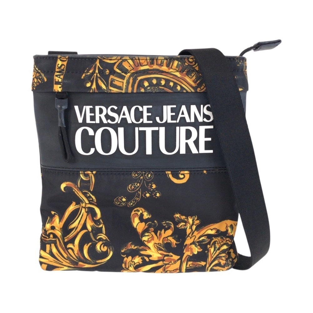 Versace Jeans Couture Black and Yellow Nylon Shoulder Bag/Sacoche for Women